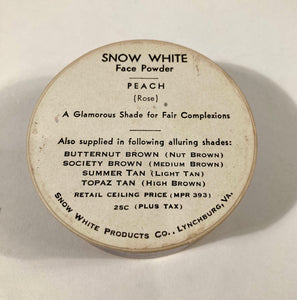 Vintage 1940's Snow White Face Powder, Full Unopened Box