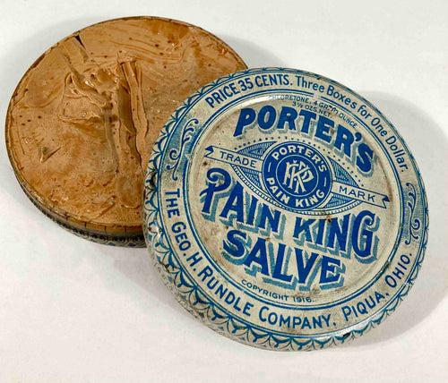 1916 Antique Porter's Pain King Salve Medical Tin, Quack Nostrum