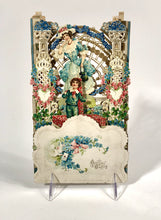 Load image into Gallery viewer, Antique Intricate Fold-Out VALENTINE || Georgian Woman and Child, Latticework