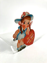 Load image into Gallery viewer, Antique 1930&#39;s-1940&#39;s VALENTINE Little Girl with Scissors || &quot;I&#39;m Just Cut Out For You&quot;