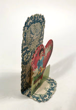 Load image into Gallery viewer, Antique Fold-Out Three Dimensional 1920&#39;s VALENTINE || Little Girl, Doves and Basket of Flowers