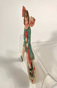 Antique MECHANICAL 1920's-1930's VALENTINE, Girl with Umbrella and Heart || "To My Sweetheart"
