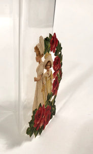 Antique 1910's-1920's Embossed VALENTINE/ SCRAP || Two Girls Surrounded By Flowers