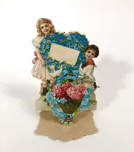 Load image into Gallery viewer, Antique 1910&#39;s-1920&#39;s Popup VALENTINE, Children with Basket of Roses || &quot;To My Love&quot;