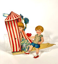 Load image into Gallery viewer, Antique MECHANICAL 1920&#39;s-1930&#39;s Bathing Beauty, Tent VALENTINE || &quot;You Will Always be Con-tend-ed, Dearie&quot;