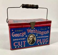 Load image into Gallery viewer, Antique GEORGE WASHINGTON Tobacco Tin, LUNCHBOX || EMPTY