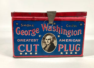 Antique GEORGE WASHINGTON Tobacco Tin, LUNCHBOX || EMPTY