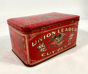 Rectangular Vintage Red Union Leader Cut Plug Tabacco Tin Package - TheBoxSF