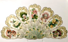 Load image into Gallery viewer, Antique 1900 FLORAL BEAUTIES CALENDAR Advertising Fan