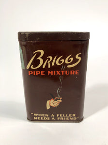 Vintage BRIGGS PIPE MIXTURE Tobacco Tin, "When a Feller Needs a Friend"  || EMPTY