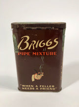 Load image into Gallery viewer, Vintage BRIGGS PIPE MIXTURE Tobacco Tin, &quot;When a Feller Needs a Friend&quot;  || EMPTY