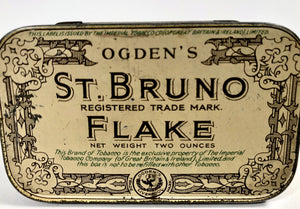 Antique Ogden's ST. BRUNO FLAKE Tobacco Tin Box, Great Britain || EMPTY