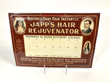 Load image into Gallery viewer, Antique Edwardian JAPP&#39;S HAIR REJUVENATOR Metal Store Display, Sign