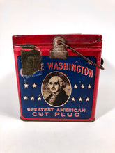 Load image into Gallery viewer, Antique Patriotic GEORGE WASHINGTON Tobacco Tin, LUNCHBOX || EMPTY