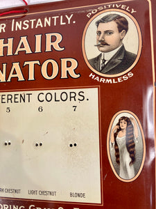Antique Edwardian JAPP'S HAIR REJUVENATOR Metal Store Display, Sign