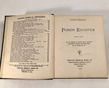 Load image into Gallery viewer, 1952 Druggists&#39; UNIVERSAL POISON REGISTER Book, Antidotes, Full List