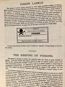 1952 Druggists' UNIVERSAL POISON REGISTER Book, Antidotes, Full List
