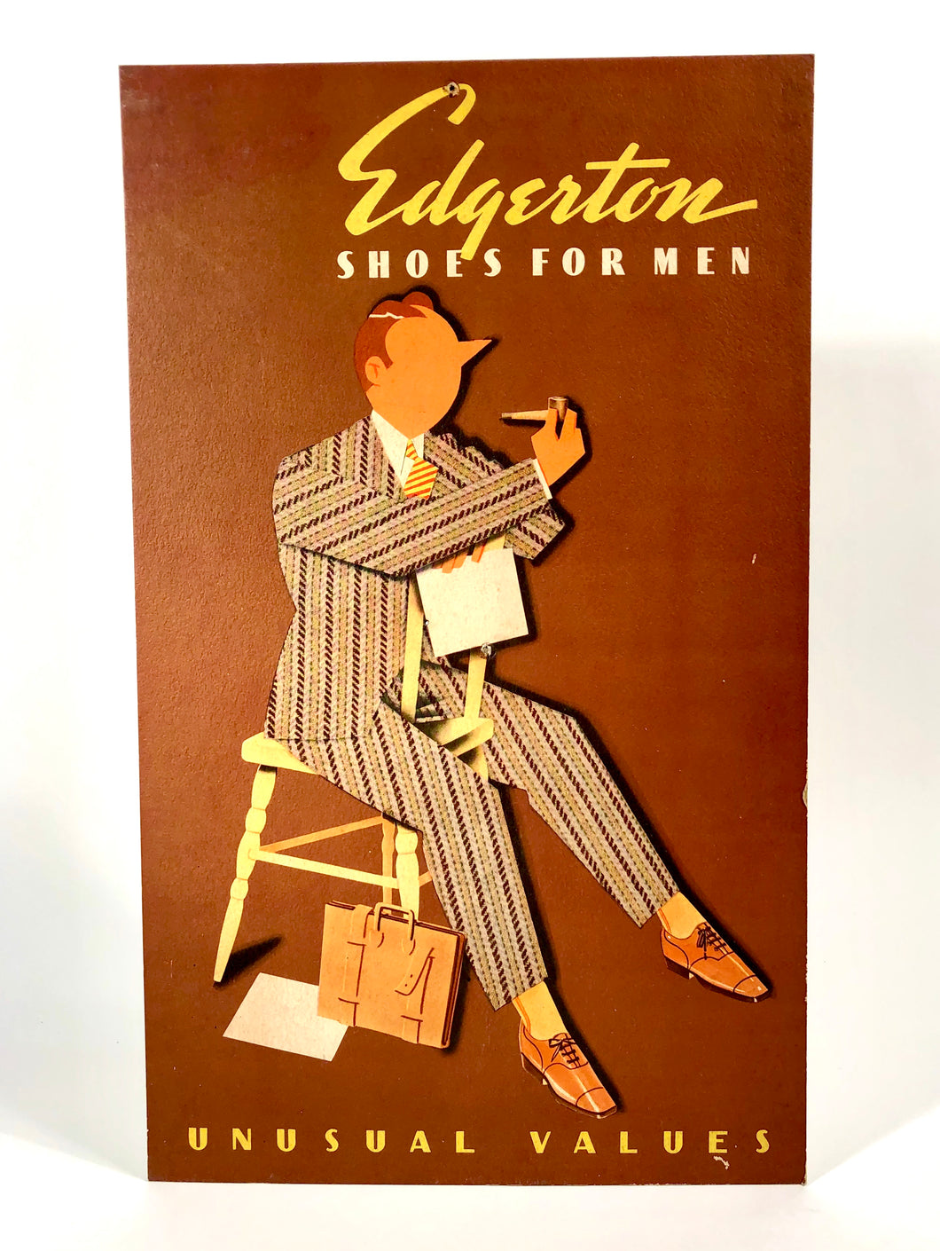 1940's EDGERTON SHOES for Men Stand-up Advertising Sign