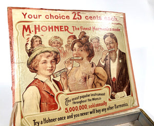 Antique M. HOHNER HARMONICAS Store Display, Advertising Box