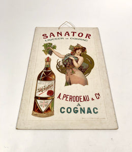 Beautiful Art Nouveau SANATOR LIQUEUR DE COGNAC Store Display, Advertising Sign