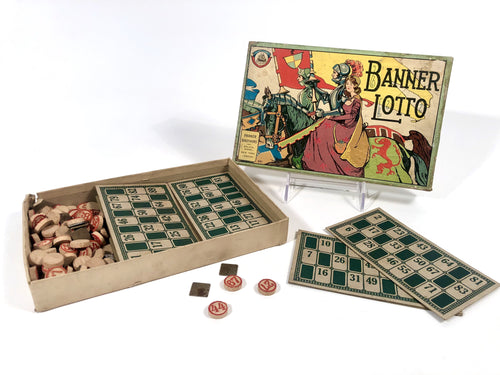 1920's BANNER LOTTO COMPLETE Children's Game Box || Early Parker Brothers Inc.