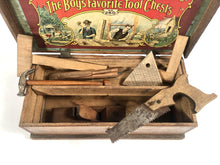 Load image into Gallery viewer, Early 1900&#39;s THE BOY&#39;S FAVORITE TOOL CHEST Toy Toolbox No. 260