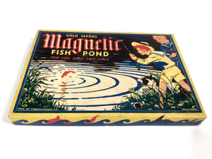 Gold Medal MAGNETIC FISH POND Antique Children's Game || Transogram Co.