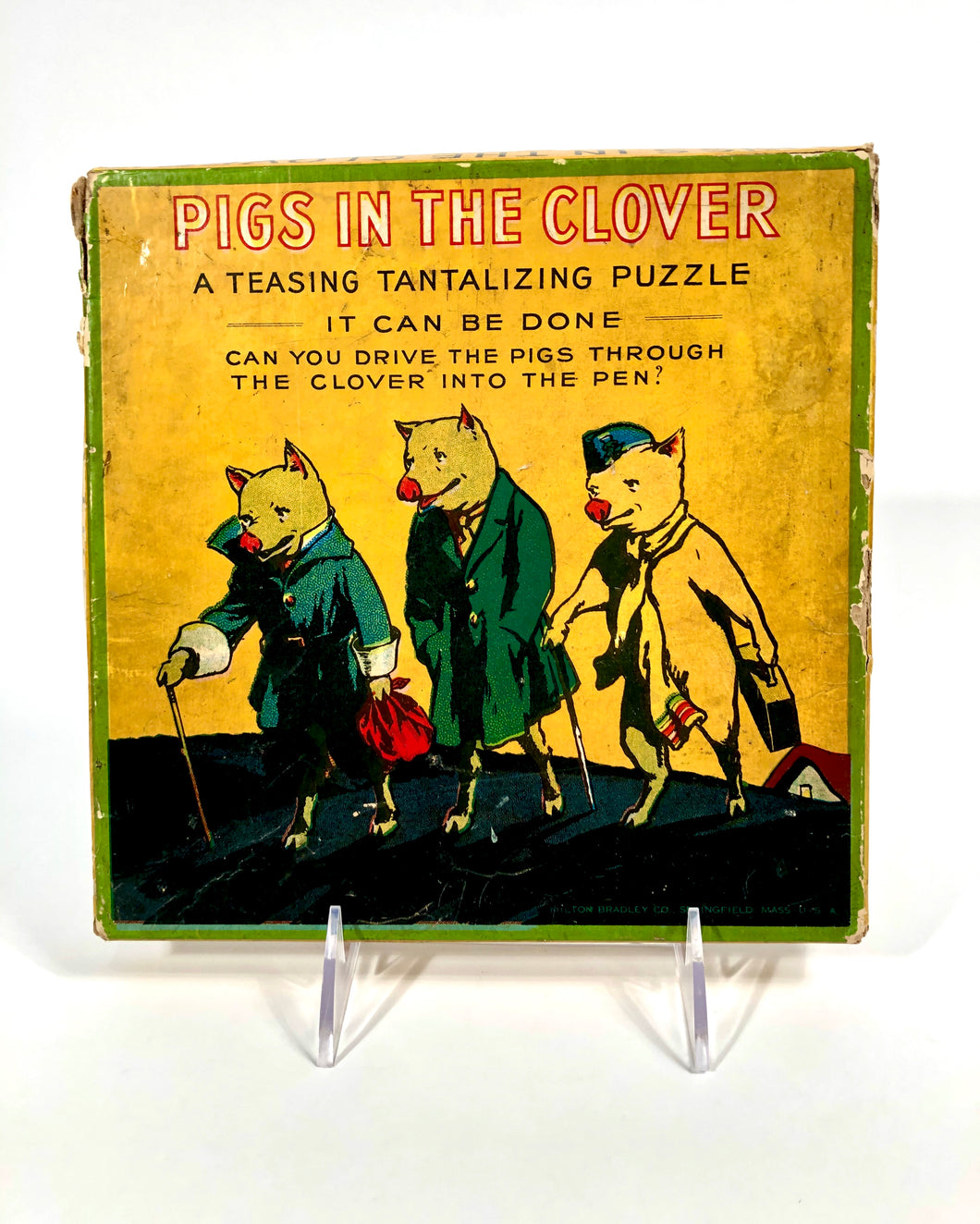 Antique PIGS IN THE CLOVER Children's Puzzle, Maze Game || Milton Bradley