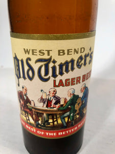 Vintage West Bend Old Timer’s Lager Beer Empty 12 oz Bottle bottled in West Bend, WIS by West Bend Lithia Co.