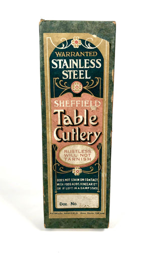 Antique 1910's-1920's Sheffield Stainless Steel TABLE CUTLERY BOX, Vintage Kitchen