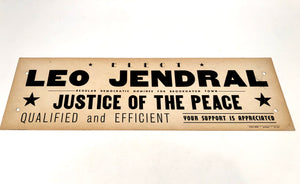 1960s-1970s Justice of the Peace Political Campaign Sign || Brookhaven Town