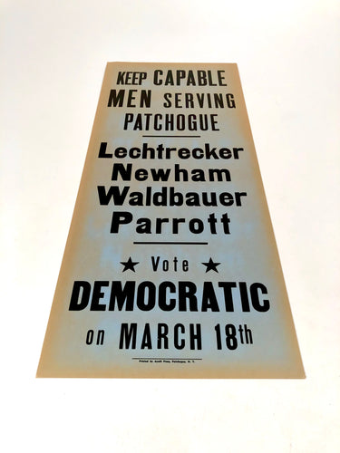 1960s-1970s Vote Democratic Political Campaign Sign || Capable Men Serving