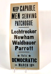 1960s-1970s Vote Democratic Political Campaign Sign || Capable Men Serving