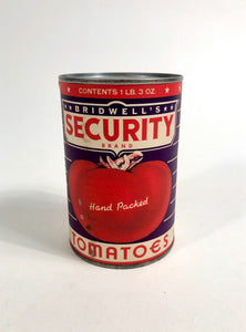 Art Deco Era Bridwell Security Brand Tomatoes Tin Can, Package