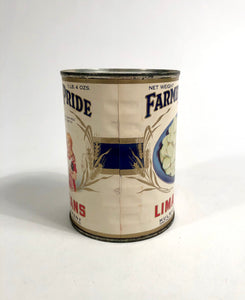1930's Farmers Pride Brand Lima Beans Tin Can, Package