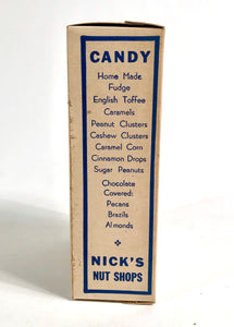 Antique Nick's Nut Shops Crispy Buttered Popcorn Box, Unused Food Package
