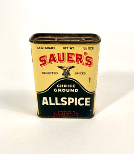 Vintage 1930's Sauer's Ground Allspice Spice Tin, Small || Partially Full