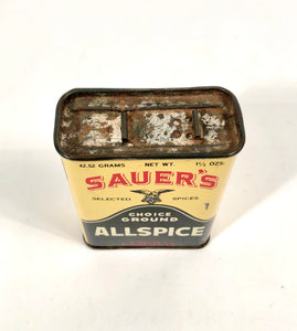 Vintage 1930's Sauer's Ground Allspice Spice Tin, Small || Partially Full