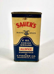 Vintage 1920's-1930's Sauer's Allspice Tin, Large || Partially Full