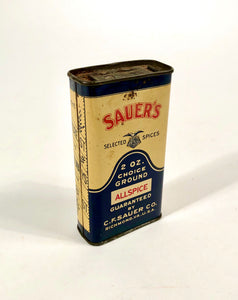 Vintage 1920's-1930's Sauer's Allspice Tin, Large || Partially Full