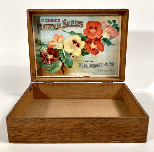 Antique D.M. Ferry, Choice FLOWER SEEDS, Original Seed Packet BOX, Detroit, Gardening