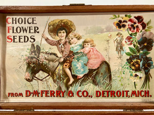 Choice FLOWER SEEDS, Old Vintage SEED BOX, Horse