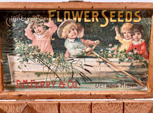 Load image into Gallery viewer, Kids in Canoe, Choice FLOWER SEEDS Box, Old Vintage, D.M Ferry