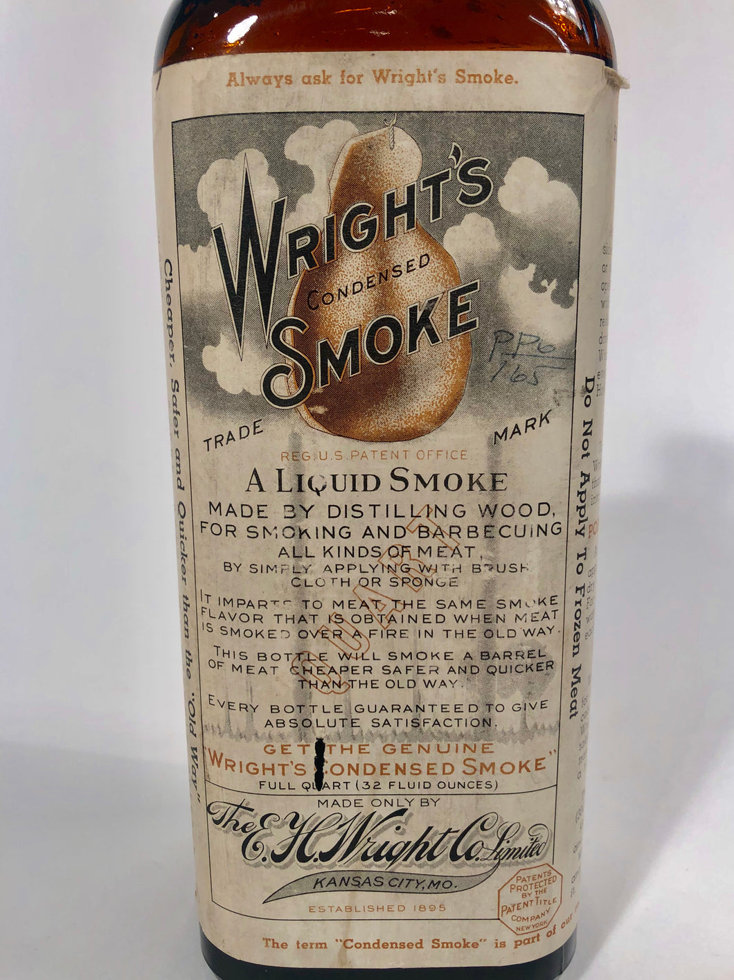 WRIGHT'S CONDENSED LIQUID SMOKE Bottle, The E.H. Wright Co. Limited || Kansas City, Mo.