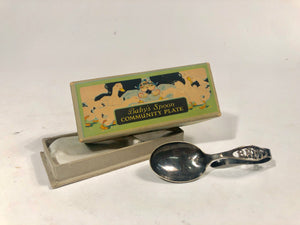 Antique BABY'S SPOON, Community Plate, Silver Spoon in Original Box