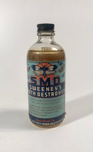 SMD Sweeney's MOTH DESTROYER Glass Bottle with Full Original Contents