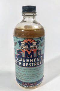 SMD Sweeney's MOTH DESTROYER Glass Bottle with Full Original Contents