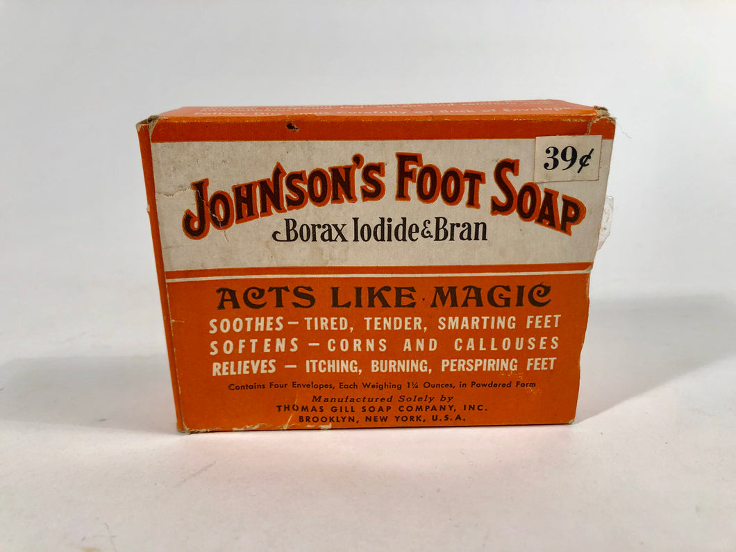 1940's JOHNSON'S FOOT SOAP Borax Iodine & Bran Package with Original Product, 