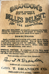 Brandon's BELLES DELIGHT For the Complexion || "Makes Mama's Skin Like Baby's"