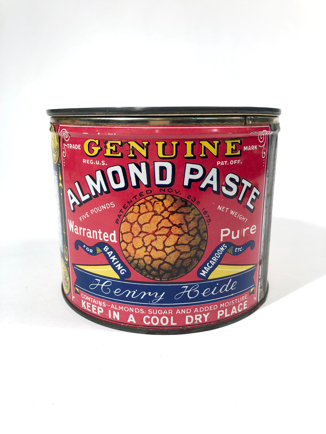 Genuine ALMOND PASTE Five Pound Tin, For Baking Macaroons Etc. || Henry Heide, Inc.